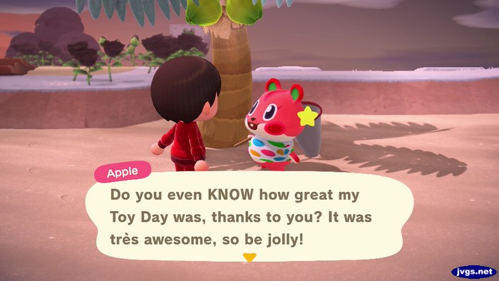 Apple: Do you even KNOW how great my Toy Day was, thanks to you? It was tres awesome, so be jolly!