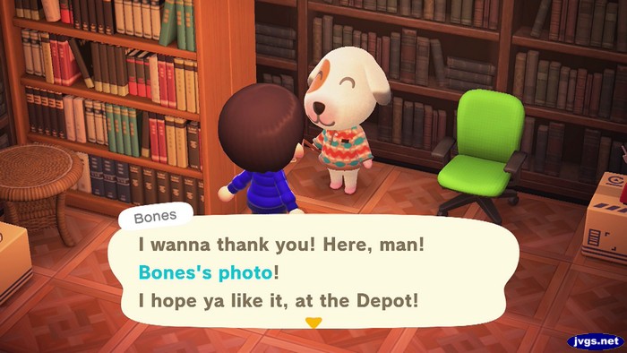 Bones: I wanna thank you! Here, man! Bones's photo! I hope ya like it, at the Depot!