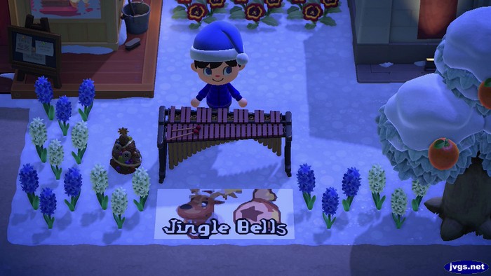 Jeff's Jingle Bells pattern, showing Jingle the reindeer and a bag of bells.