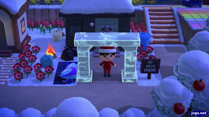 An ice arch in front of Rizzo's house.