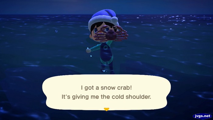 I got a snow crab! It's giving me the cold shoulder.