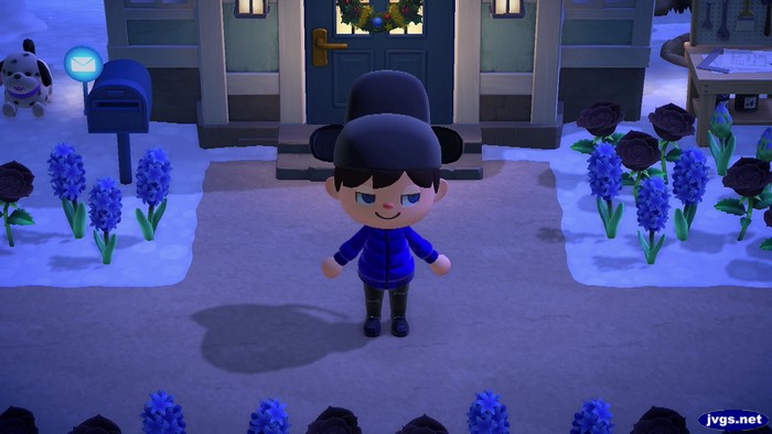 Jeff tries on the ancient administrator hat in Animal Crossing: New Horizons.