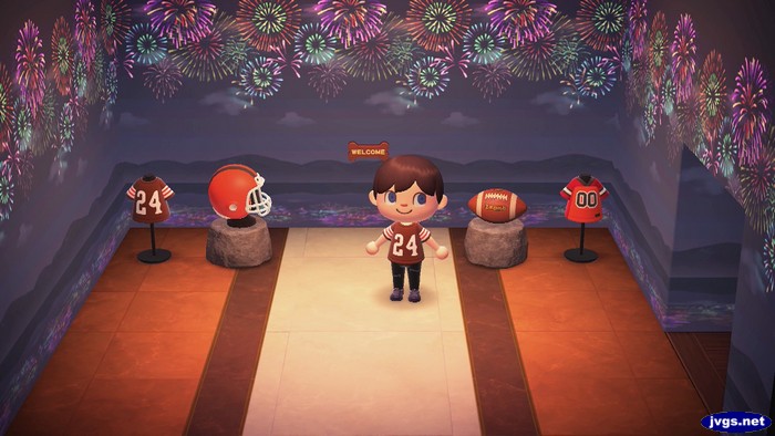 My Browns themed room in Animal Crossing: New Horizons.
