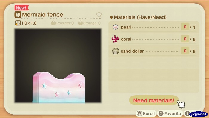 The DIY recipe for a mermaid fence in Animal Crossing: New Horizons.
