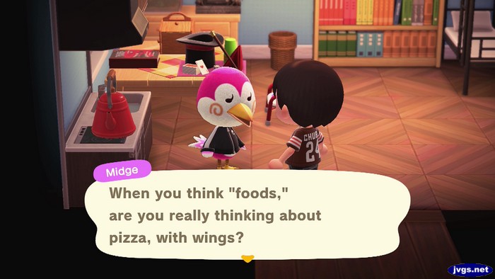 Midge: When you think foods, are you really thinking about pizza, with wings?