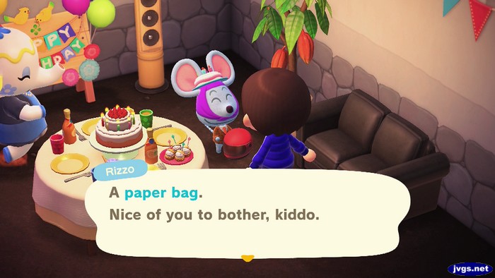 Rizzo: A paper bag. Nice of you to bother, kiddo.