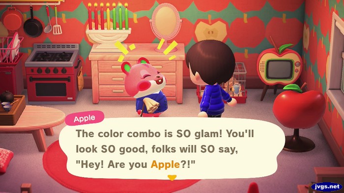 Apple: The color combo is SO glam! You'll look SO good, folks will SO say, Hey! Are you Apple?!