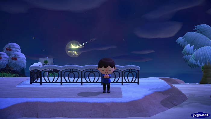 JVGS Jeff wishes on a shooting star in Animal Crossing: New Horizons.