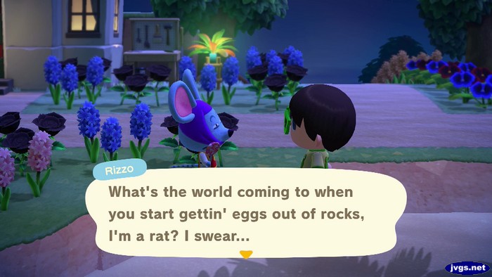 Rizzo: What's the world coming to when you start gettin' eggs out of rocks, I'm a rat? I swear...