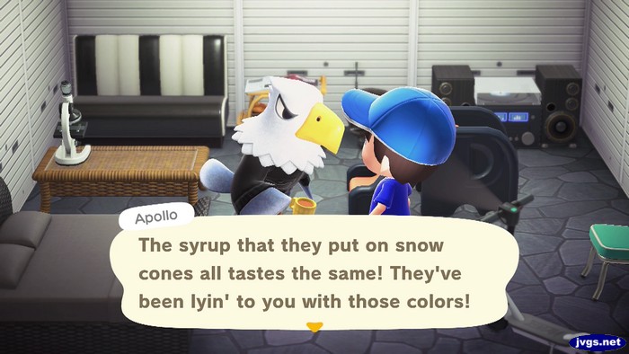 Apollo: The syrup that they put on snow cones all tastes the same! They've been lyin' to you with those colors!