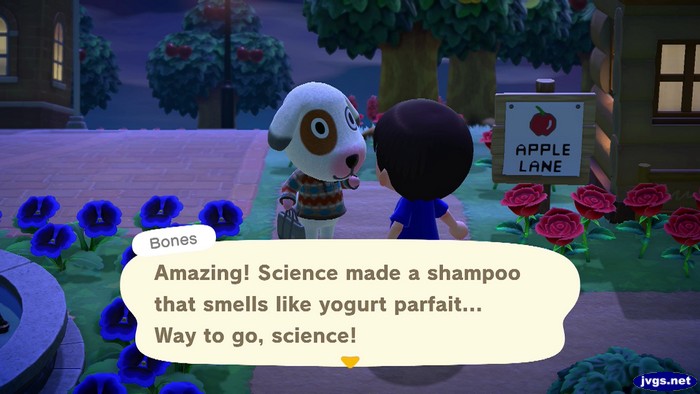 Bones: Amazing! Science made a shampoo that smells like yogurt parfait... Way to go, science!