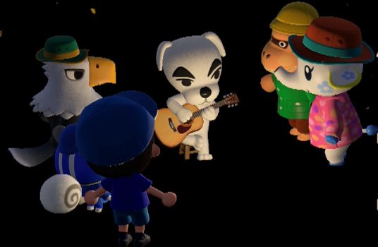 K.K. Slider performs for residents of Forest.