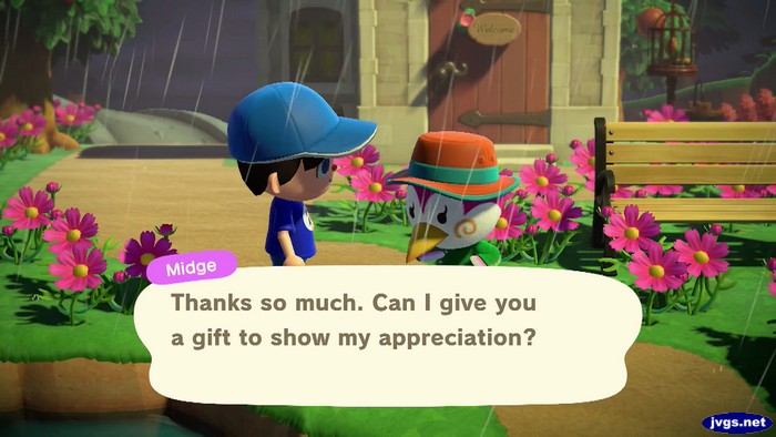 Midge: Thanks so much. Can I give you a gift to show my appreciation?