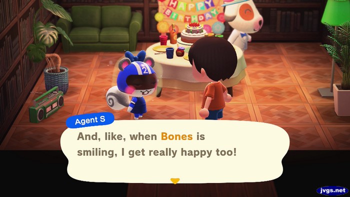 Agent S: And, like, when Bones is smiling, I get really happy too!