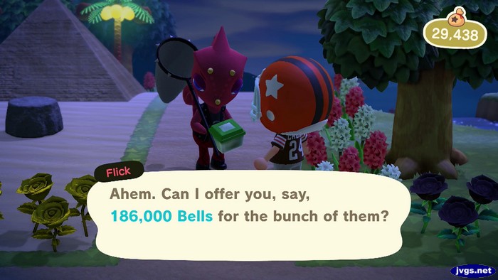 Flick: Ahem. Can I offer you, say, 186,000 bells for the bunch of them?