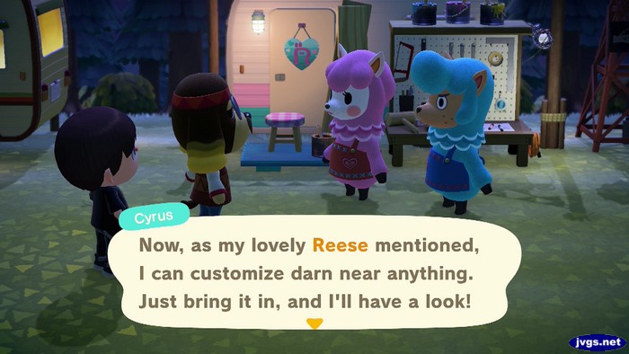 Cyrus: Now, as my lovely Reese mentioned, I can customize darn near anything. Just bring it in, and I'll have a look!