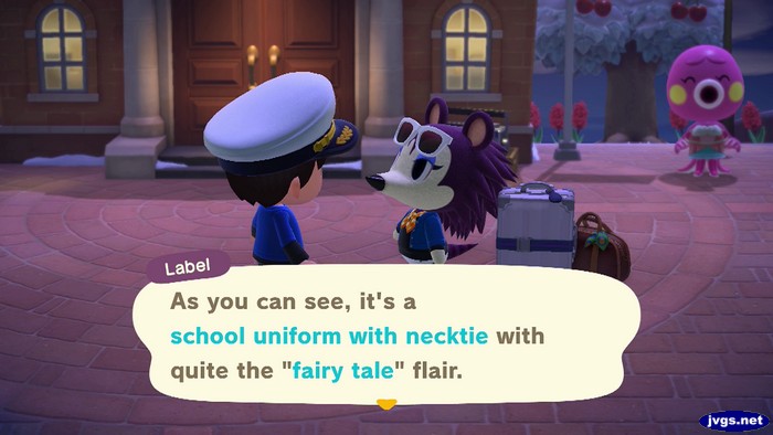 Label: As you can see, it's a school uniform with necktie with quite the fairy tale flair.