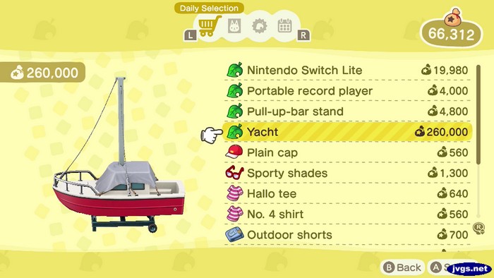 Yacht: 260,000 bells.