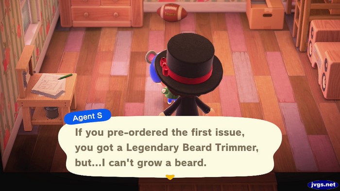 Agent S: If you pre-ordered the first issue, you got a Legendary Beard Trimmer, but...I can't grow a beard.