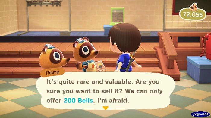 Timmy: It's quite rare and valuable. Are you sure you want to sell it? We can only offer 200 bells, I'm afraid.