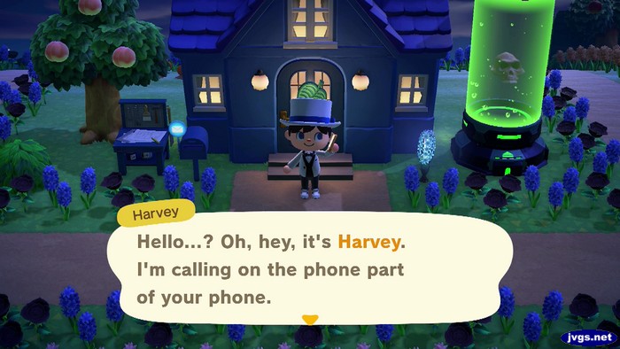 Harvey, on the phone: Hello...? Oh, hey, it's Harvey. I'm calling on the phone part of your phone.