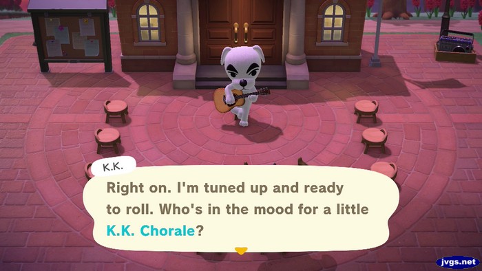 K.K.: Right on. I'm tuned up and ready to roll. Who's in the mood for a little K.K. Chorale?