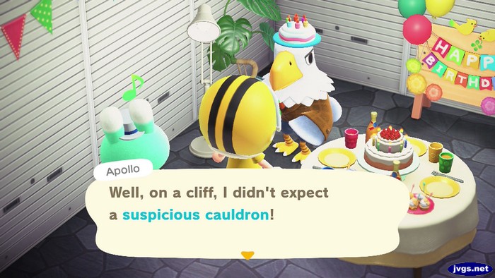 Apollo: Well, on a cliff, I didn't expect a suspicious cauldron!