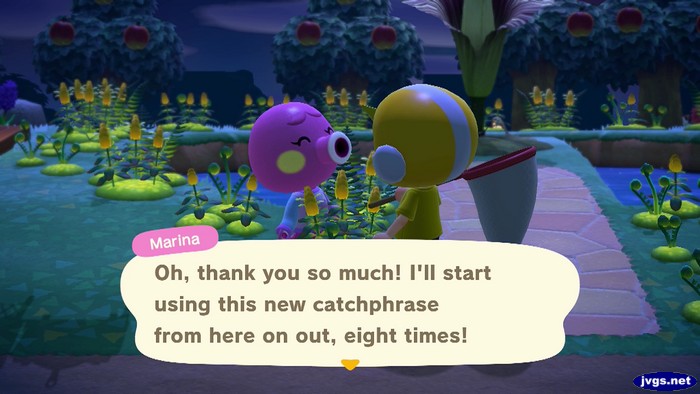 Marina: Oh, thank you so much! I'll start using this new catchphrase from here on out, eight time!