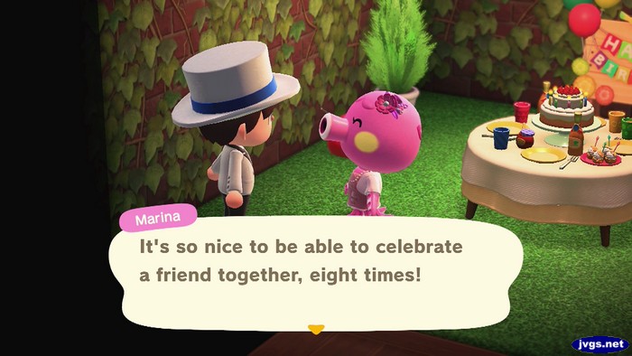 Marina: It's so nice to be able to celebrate a friend together, eight times!