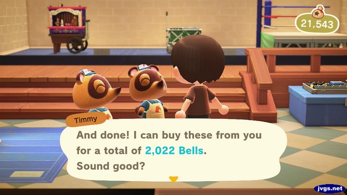 Timmy: And done! I can buy these from you for a total of 2,022 bells. Sound good?