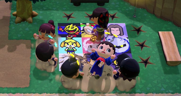 Jesse wins a game of sumo wrestling in Animal Crossing: New Horizons.