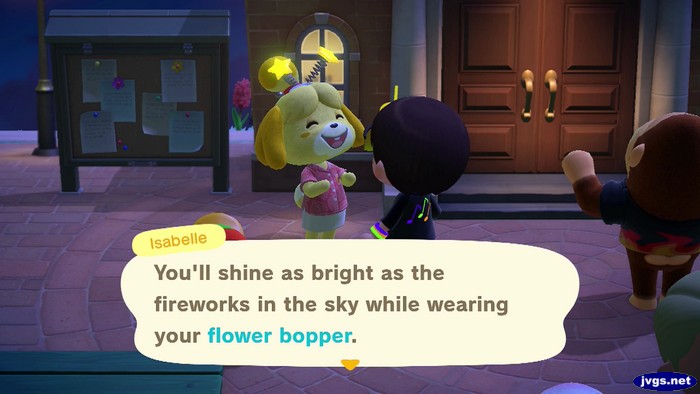 Isabelle: You'll shine as bright as the fireworks in the sky while wearing your flower bopper.
