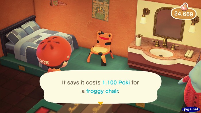 It says it costs 1,100 Poki for a froggy chair.