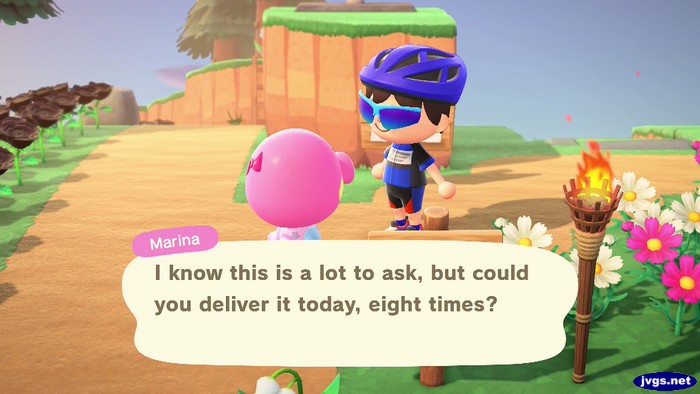 Marina: I know this is a lot to ask, but could you deliver it today, eight times?