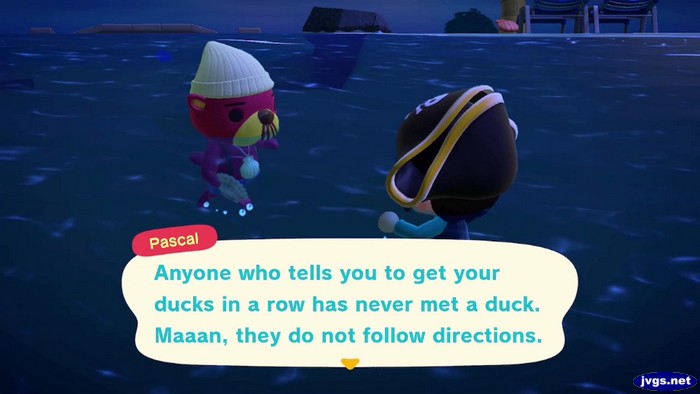 Pascal: Anyone who tells you to get your ducks in a row has never met a duck. Maaan, they do not follow directions.