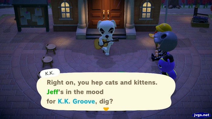 K.K.: right on, you hep cats and kittens. Jeff's in the mood for K.K. Groove, dig?