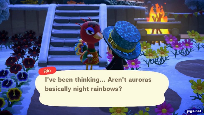 Rio: I've been thinking... Aren't auroras basically night rainbows?