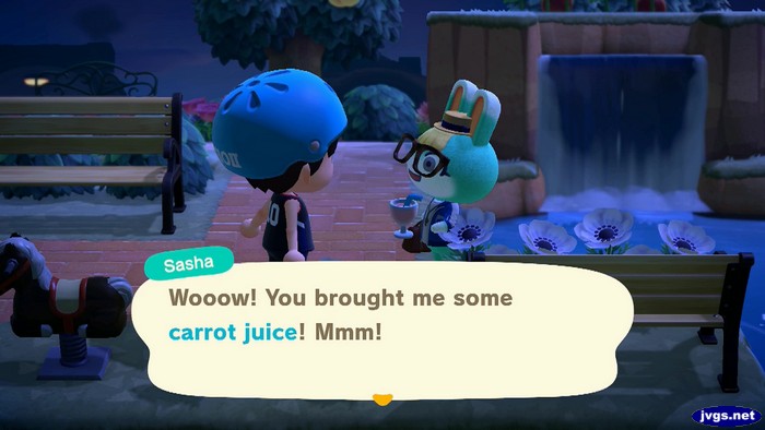 Sasha: Wooow! You brought me some carrot juice! Mmm!