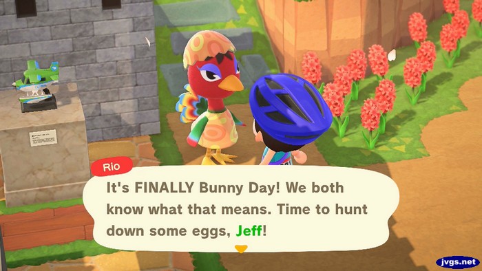 Rio: It's FINALLY Bunny Day! We both know what that means. Time to hunt down some eggs, Jeff!