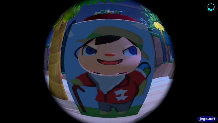 Jeff's face in a Tortimer faceboard, viewed through a fisheye lens.