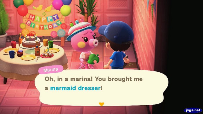 Marina: Oh, in a marina! You brought me a mermaid dresser!