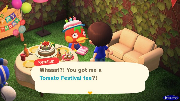 Ketchup: Whaaa?! You got me a Tomato Festival tee?!