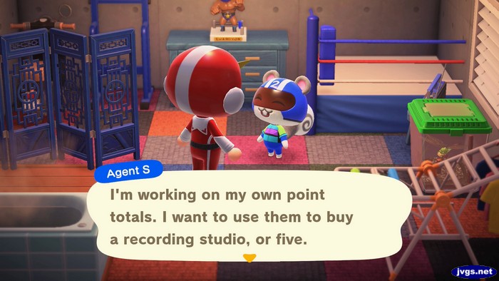 Agent S: I'm working on my own point totals. I want to use them to buy a recording studio, or five.