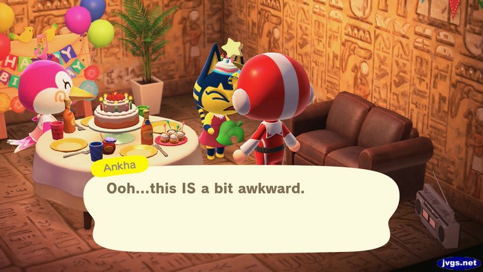 Ankha, at her birthday party: Ooh...this IS a bit awkward.