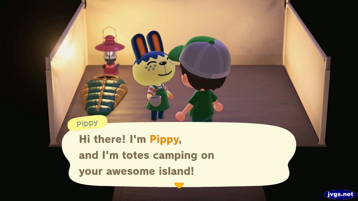 Pippy: Hi there! I'm Pippy, and I'm totes camping on your awesome island!