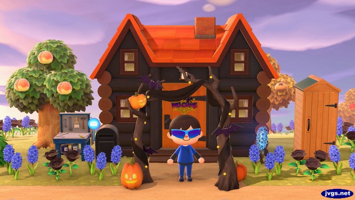 My black and orange house exterior for Halloween.