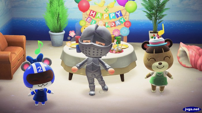 Me and Agent S help June celebrate her birthday in Animal Crossing: New Horizons.