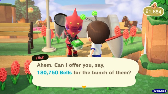 Flick: Ahem. Can I offer you, say, 180,750 bells for the bunch of them?