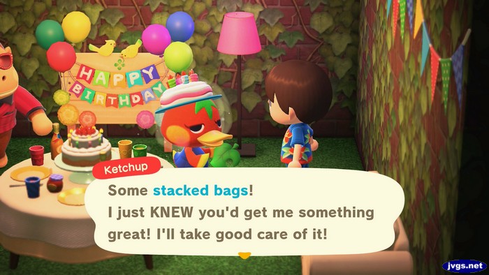 Ketchup: Some stacked bags! I just KNEW you'd get me something great! I'll take good care of it!