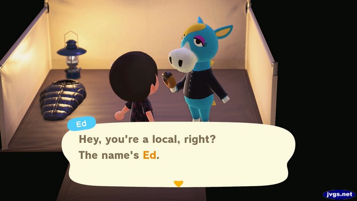 Ed, camping at the campsite: Hey, you're a local, right? The name's Ed.